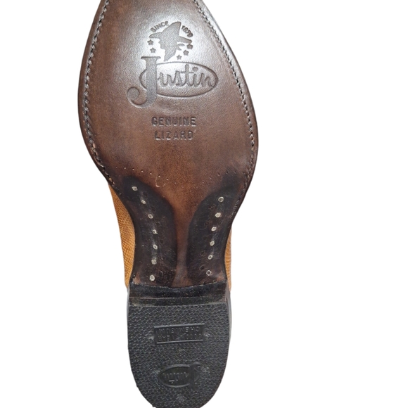New Vintage Justin Made In USA Exotic Lizard Cowboy Boots Size 5A Style M3420 - Picture 3 of 15